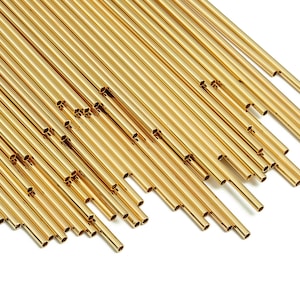 Brass Himmeli Tubes - Brass Himmeli DIY Tube Beads - Geometric Shapes - For Air Plants - 18k Real Gold Plated Brass -2x0.2x200mm-RGP4048-200