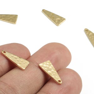 Brass Hammered Triangle Earring Charms - Raw Brass Triangle Pendant - Earring Findings - Jewelry Making Supplies - 14.98x6.9x0.96mm - PP3667 image 1