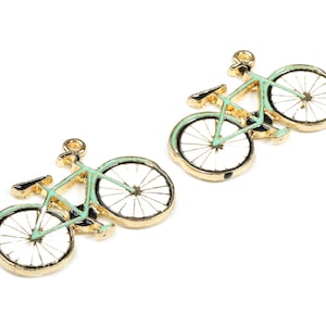 Alloy Bicycle Charms - Zinc Alloy Bicycle Earrings - Bike Bracelet Pendant - Enamel Pendant - Gold Tone Plated - 29.17x19.17x1.86mm - ZZ1466