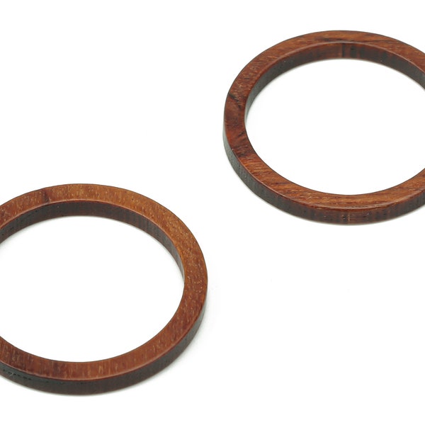 Walnut Wood Round Hoop Earring Ring Connectors - Walnut Wood Circle Charms and Pendant - Jewelry Making Supplies - 24.7x24.7x2.4mm - BB1247