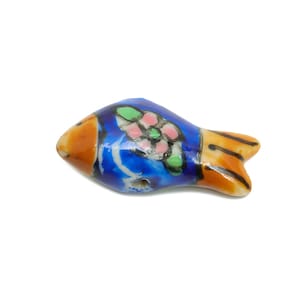 Glazed Ceramic Fish Beads - Craft Beads for Necklace or Bracelet - Marine Colorful Beads - Handmade Making Jewelry - 28x13x9.74mm - NS2851C