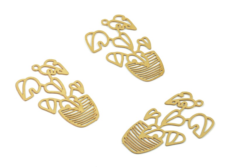 Brass Vase Flower Earring Charms Raw Brass Flower Vase Etsy