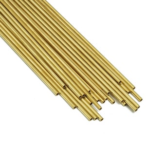 Round Brass Himmeli Tubes - Raw Brass Himmeli DIY Tube Beads - Circle Pipes for Geometric Shapes - For Air Plants -2x0.2x180mm- PP4568-180