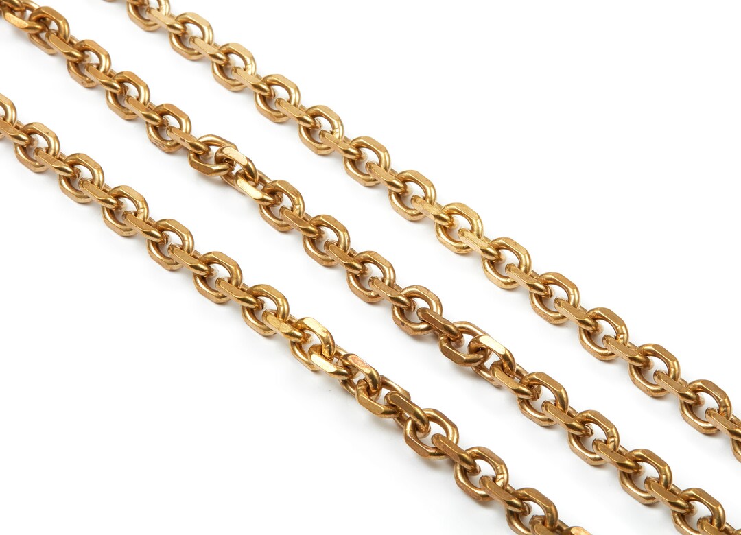 Flat Cable Chain Raw Brass Open Link Faceted Cable Chain Etsy