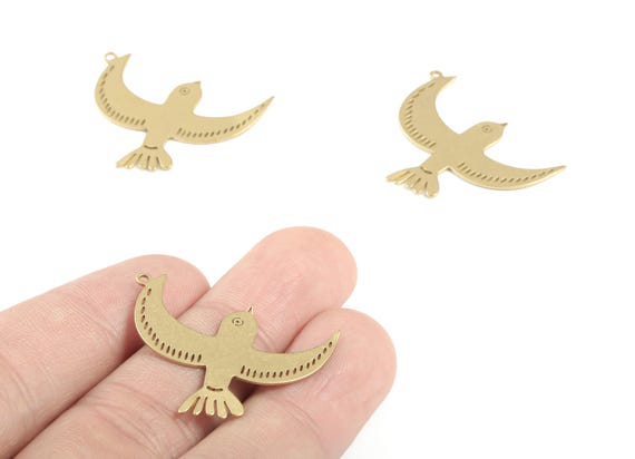 Brass Bird Earring Charms - Raw Brass Flying Bird Pendant - Earring Findings - Jewelry Supplies - 31.34x24.11x0.69mm - PPM3328