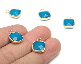 アクセサリー bluebox Blue Jade Faceted Square Earring Charms - Brass Square
