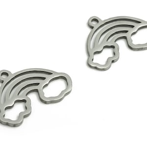Stainless Steel Rainbow Earring Charms - Stainless Steel Rainbow Pendant - Jewelry Making Supplies - 17.14x12.27x0.95mm - SS1269
