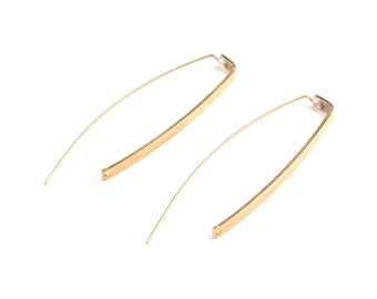 Brass Ear Wire - Raw Brass Needle Bar Earring Wire - Earring Findings - Jewelry Supplies - 58x17x1mm - PP1311