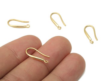Brass Ear Wires Earrings - Gold plated Earrings With Hooks - Earrings Findings - 18K Real Gold Plated Brass - 18.05x7.46x1.07mm - RGP5019