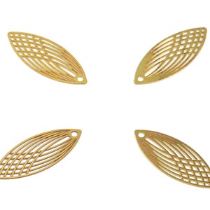 Brass Marquise Earring Charms - Raw Brass Marquise Pendant - Earring Findings - Jewelry Supplies - 19.31x7.66x0.3mm - JJC11511