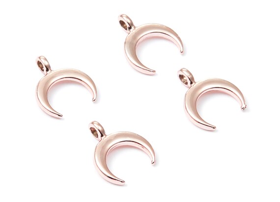 Moon Shaped Charms - Zinc Alloy Earring Finding - Rose Tone - Alloy Pendant for Necklace - 14x11,65x1,77mm - ZZ1187R