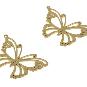 Brass Butterfly Earring Charms - Raw Brass Butterfly Pendant - Earring Findings - Jewelry Making Supplies - 35.1x22.68x0.74mm - PP4213