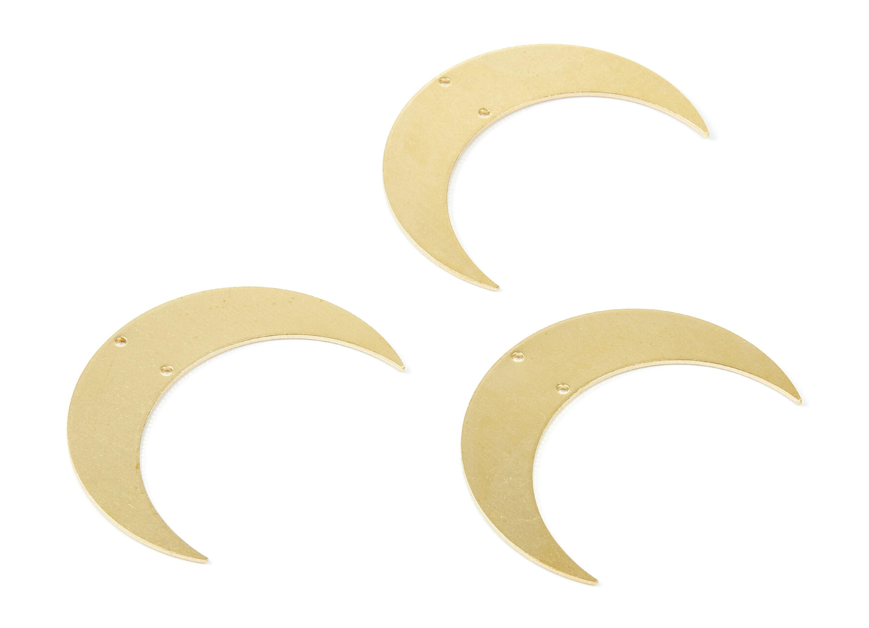 Connector 12pcs Brass Moon - Moon Shaped Raw Brass Connector With 2 ...