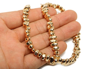 Hematite Nugget Bead - 15.5feet/1strand - DIY Hematite Jewelry - Smooth Hematite Bead - Spacer Bead - KC Gold Tone Plating - 7x6x4mm- EE9220