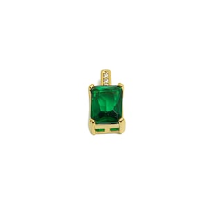 Brass Rectangle Zircon Charm - Gold Tiny Rectangle Pendant for Necklace - Bracelet Charm - 18K Real Gold Plating - 13x6.8x5.8mm - RGP8564