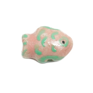 Glazed Ceramic Fish Beads - Craft Beads for Necklace or Bracelet - Marine Colorful Beads - Handmade Making Jewelry - 17x13x8.41mm - NS2766