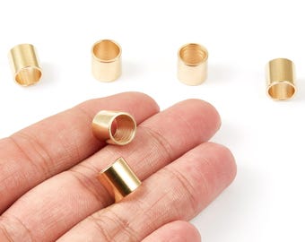Industrial Brass Tube - 10X10 - Brass Tube Beads - Raw Brass Plain Tube Beads - jewelry supplies - 9.98x10.02x0.98mm - PP1452