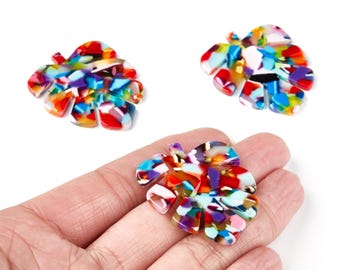 Acetate Leaf Charms -  Leaf Earrings and Pendant - Earring Findings - Jewelry Supplies - Color Code: A21 - 44x35x2.5mm - AC1052K