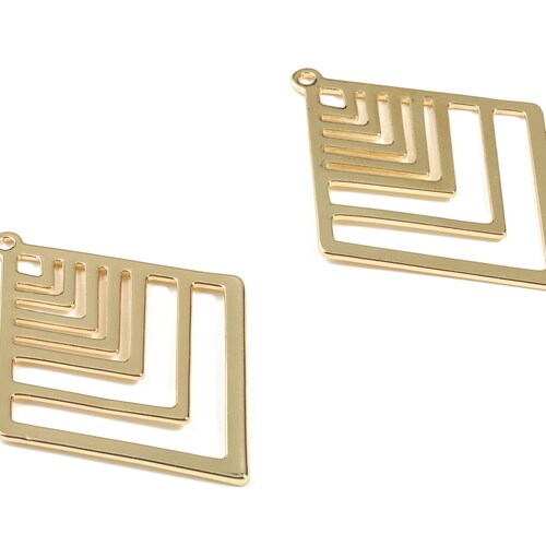 Raw Brass Triangle Shaped Necklace Charms Geometric Necklace Etsy