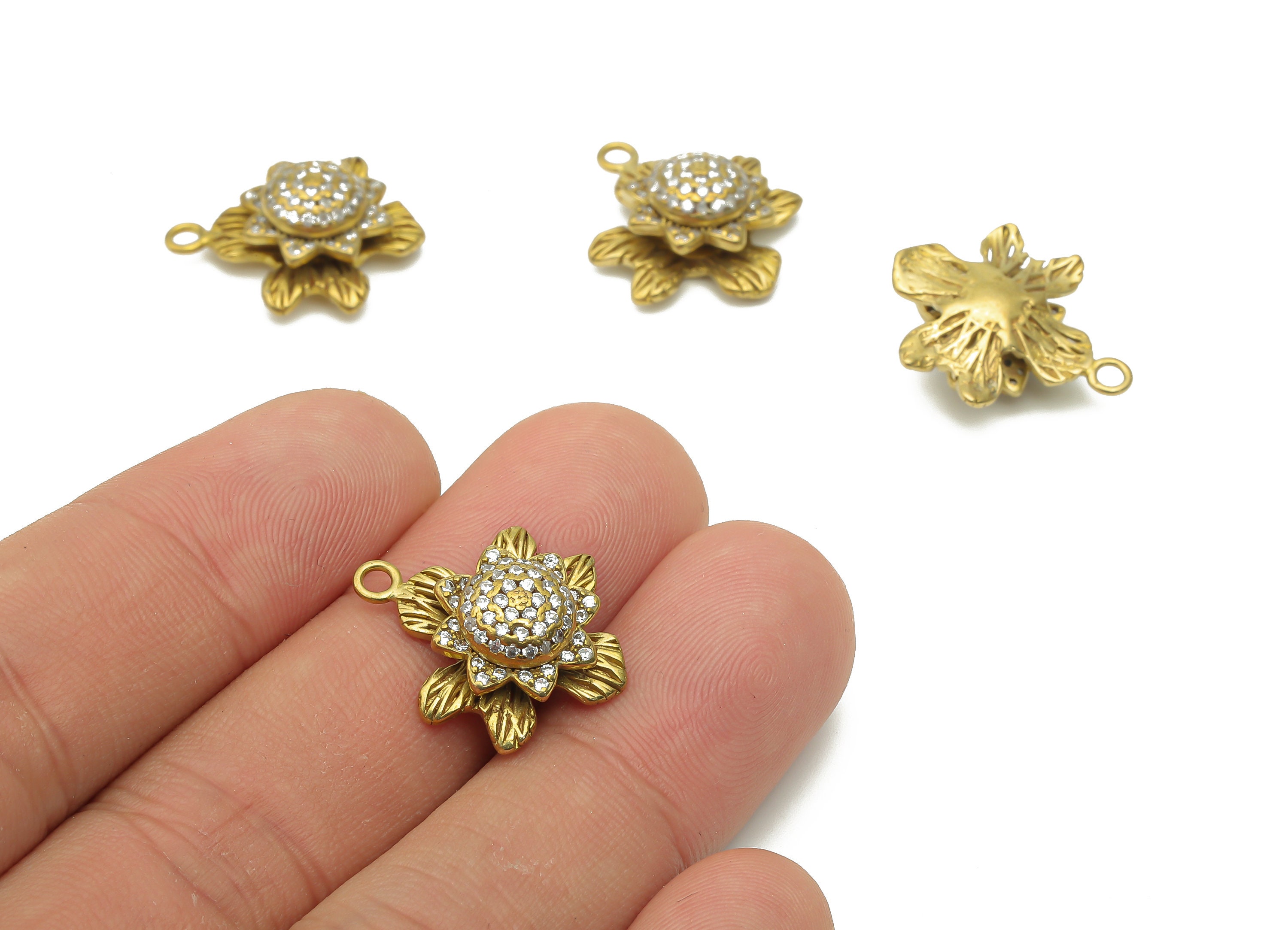 PLANT/PLANT ピアス Brass Botanic Earrings With Zircon - Raw Brass Botanic