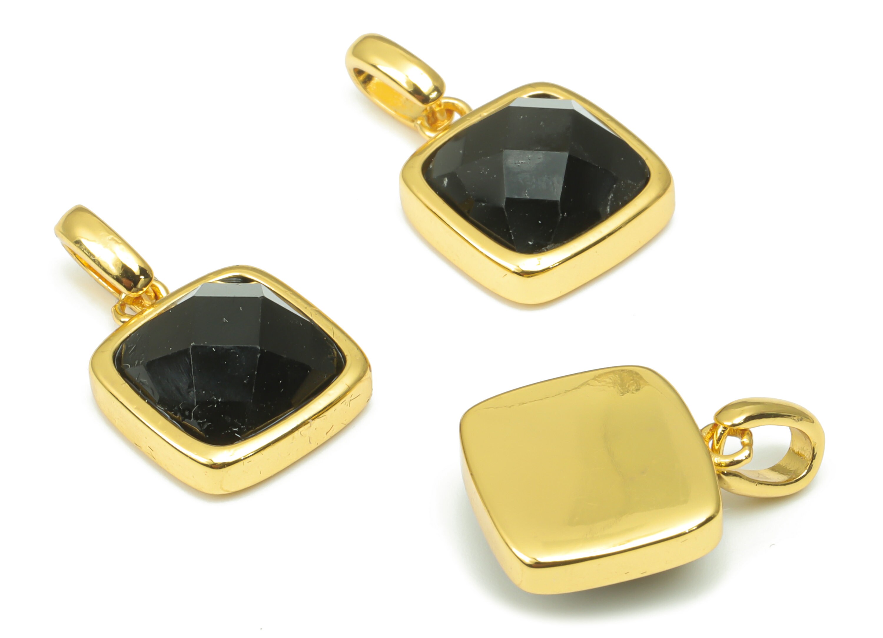 Obsidian Faceted Oval Earring Connectors - 10x12mm Natural