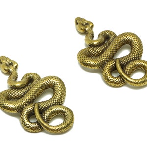 Brass Snake Charm - Raw Brass Textured Charms - Snake Earring Charms - Brass Snake Figure - Antique Looking Pendant - 40.78x24x5mm - PP8778