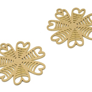 Brass Flower Earring Charm - Raw Brass Filigree Flower Cutout Charms - Laser Cut Jewelry Supplies - 34.56x33.03x0.84mm- PPA4238