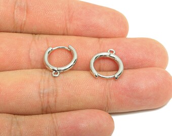 Brass 14*2mm Hoop Earring - White Huggie Earring for Girls - Daily Wear Earring - 18K Real White Gold Plating - 14.55x13.7x2.13mm - RGP8581