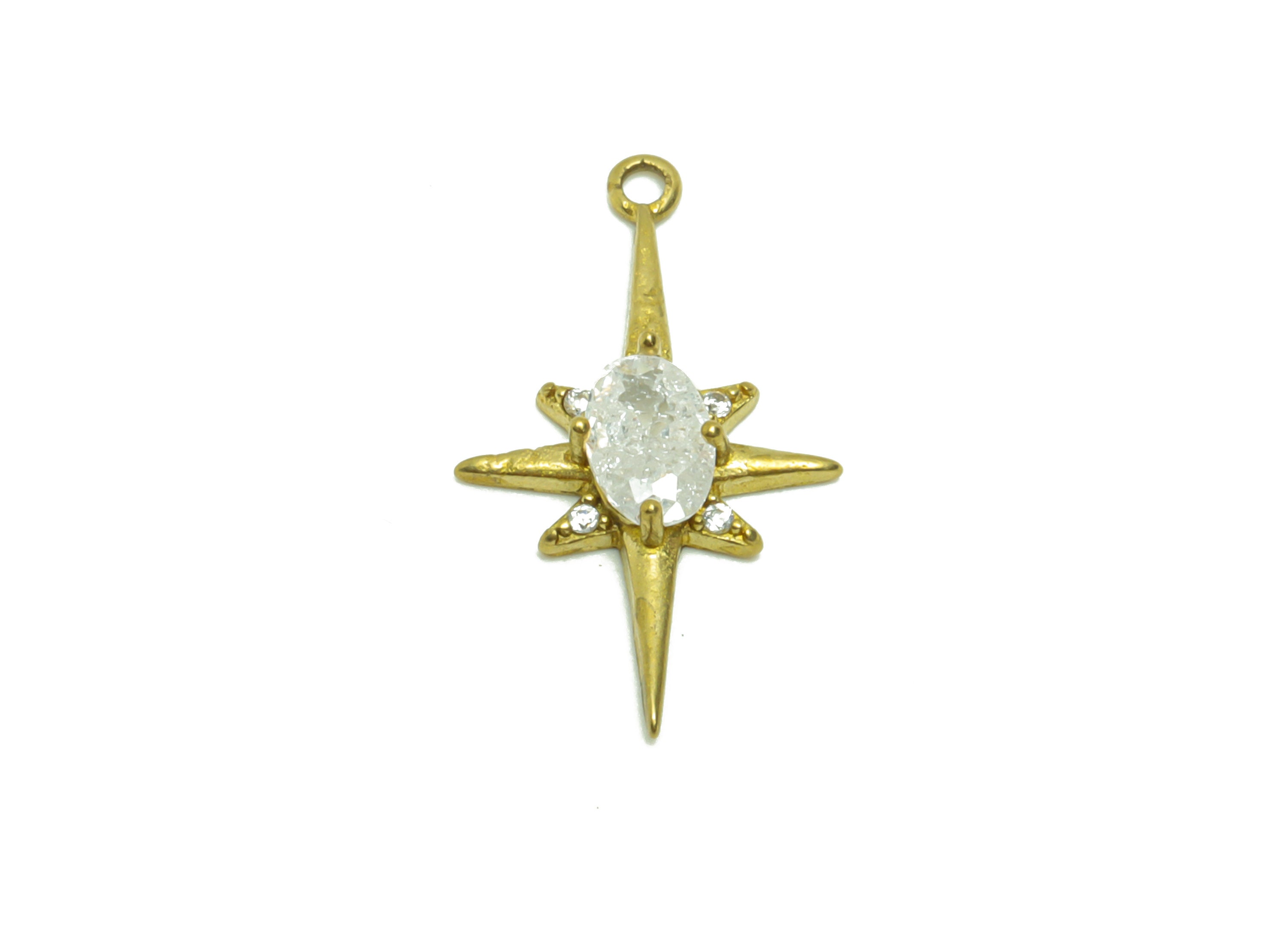 Brass Star Earring Charm - Raw Brass North Star Pendant
