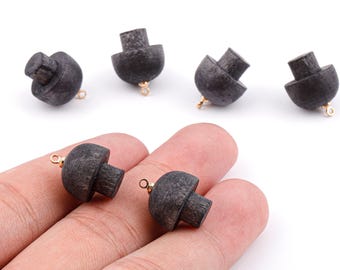 Wooden Mushroom Charms - Wooden Mushroom Pendant - Natural Wood Mushroom Earring Pendant - Wood with Alloy - 16.61x13.69mm - BB1091