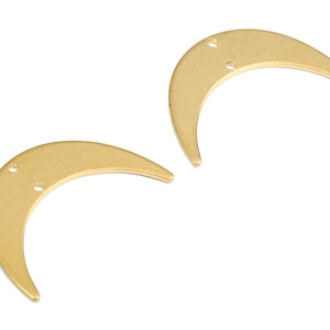 Brass Moon Connectors - Raw Brass Moon Pendant and Necklace - Brass Moon Earring Connectors - 2 Holes - 30.21x8.59x1.17mm - PP2638
