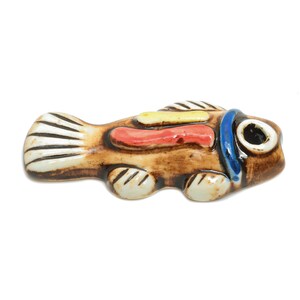 Glazed Ceramic Fish Beads - Craft Beads for Necklace Pendant - Cute Marine Life Beads - Handmade  Making Supplies - 60x25.9x11.95mm - NS2779