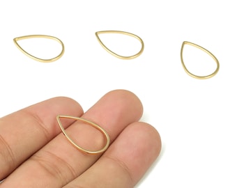 Drop Earring Charm – Brass Drop Pendant Connector - Drop Connectors - 18K Real Gold Plated Brass – Jewelry Supplies - 22x14x1mm - RGP3314-22