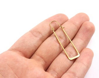 Fio de latão para brinco - Brinco de latão bruto - Componentes para brincos - Suprimentos para joalheria - 49x12x1,15 mm - PP1344