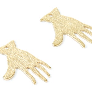 Ciondoli per le mani testurti in ottone - Ciondoli in ottone grezzo strutturato a mano - Risultati orecchini - Forniture di gioielli - 25,5x17,1x0,78mm - PP2007