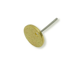 Textured Round Earrings Stud - Raw Brass Circle Earring Post - Stud Earring - 316 steel Stud - 8x8x0.8mm - PP8042