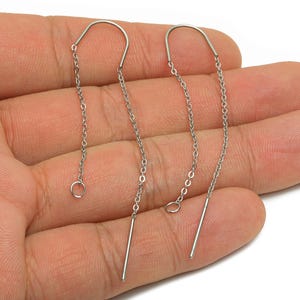 Poste para pendientes colgantes de cadena de acero de 4 cm - Pendiente de cadena de cable plano - Pendientes de hilo con argolla - Material para hacer pendientes DIY - SS2135
