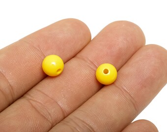 Yellow Acrylic Bead - Chunky Craft Bead - Solid Color Beading Bead - Acrylic Necklace Bead - Handmade Acrylic Bead - 7.65x7x7mm - AC2834D