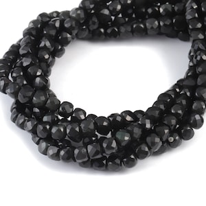Obsidian Cube Beads 4mm - 15.5 inch - Faceted Cube Gemstone Beads - Natural Stone Beads - 4x4mm - NS1099