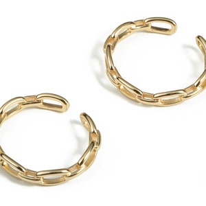 ゴールド イヤーカフ - イヤーカフ ピアスなし - ピアスなしイヤリング - フェイク ヘリックス ピアス - 18K 本物の金メッキ真鍮 - 22.77×20.95×2.41 mm - RGP3033