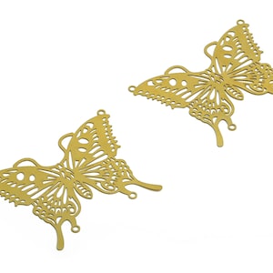 Raw Brass Butterfly Earrings Charm - Raw Brass Butterfly Pendant Charms - DIY Earring Charm - 47.83x36.52mx0.29mm - JJB6772