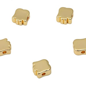 Gold Crown Beads – Brass Crown Spacer Beads – Crown Charms - Bracelet Beads - 18K Real Gold Plated Brass - 6.43x6.1x2.62mm - RGP4455