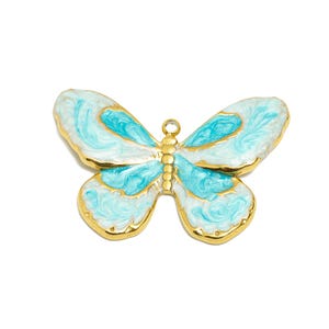 Steel Butterfly Charms - Enamel Colorful Butterfly Pendant - Artistic Butterfly Necklace Pendant - Gold Tone Vacuum Plated -30x21x2mm-SS1492