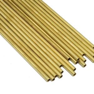 Round Brass Himmeli Tubes - Raw Brass Himmeli DIY Tube Beads - Circle Pipes for Geometric Shapes - For Air Plants -3.5x0.2x250mm- PP4571-250