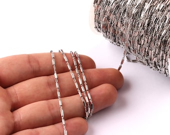 Silver Plated Brass Bar Satellite Cable Chain – Necklace Bracelet Jewelry Making CC1009