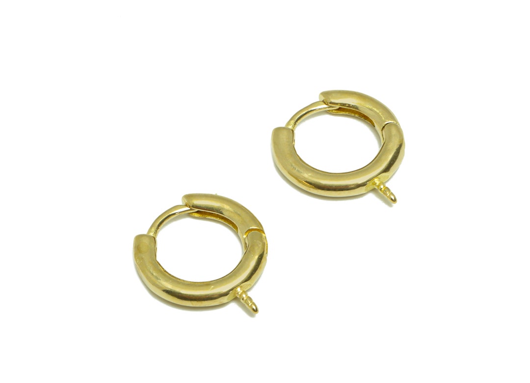 Brass Huggie Hoop Earring Raw Brass Round Earring Clasp Brass Hoop
