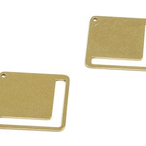 Personalized stamping blank - Brass Square Earring Connector - Raw Brass Square Charms and Pendant  - 22x22x0.76mm - PPM3071