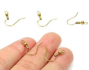 Brass Earring Hooks - Raw Brass Earring Wires - Earring Findings - Jewelry Supplies - 19.24x18.52x3.14mm - PP2832
