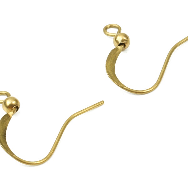 Brass Earring Hooks 3.2 - Raw Brass Hammered Earring Wires - Earring Findings - Jewellery Supplies - 20.48x16.7x2.95mm - PP2830