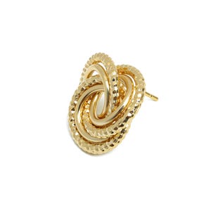 Verdrehter Knoten Ohrring Ohrstecker - Messing Trendy Ohrring Post - Schmuck für den Alltag - Gold Schmuck - 18K Echtgold vergoldet - 19x17x4.3 mm - RGP9356 Bild 2